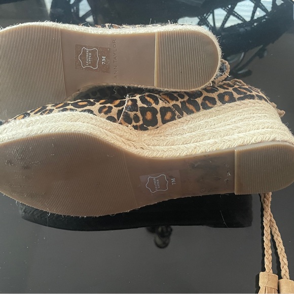 Elsa Leopard Print Haircalf Espadrille Wedges - Picture 7 of 7